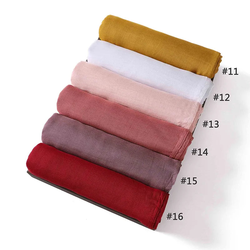 Women Big Size Plain Solid Cotton Rayon Hijab