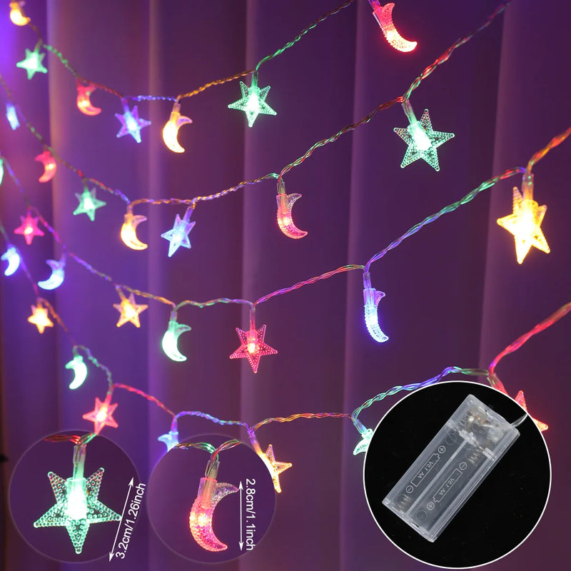 Moon Star Eid Mubarak String Light 2025 Ramadan Decoration For Home