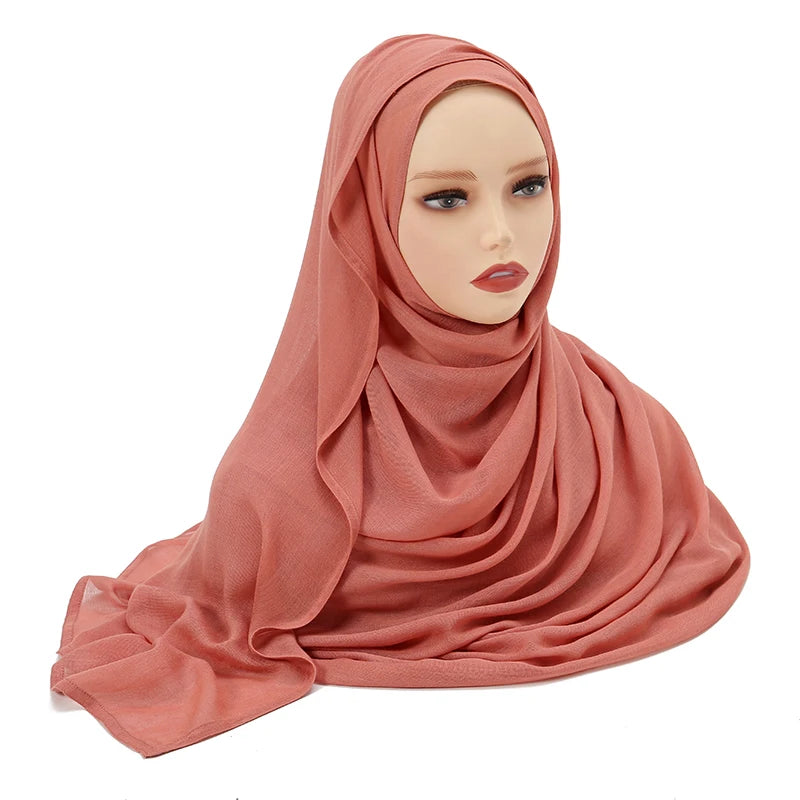 Muslim Modal Hijab Rayon Cotton Shawls For Women Plain Scarf Big Size Headscarf Islamic Turban Headband 190*85cm