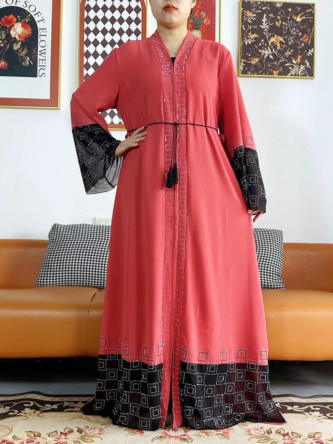 Women Long Sleeve Chiffon Abaya