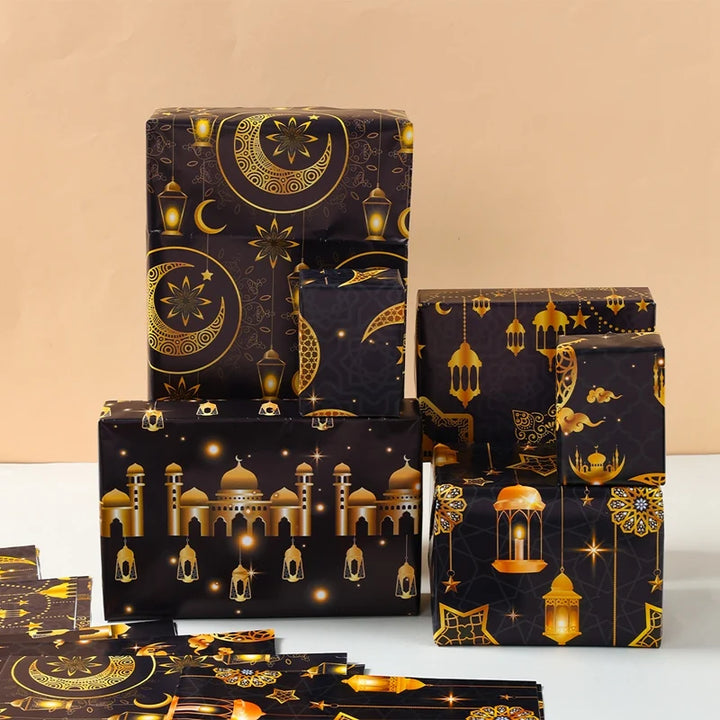 4/8/12pcs Eid Ramadan Mubarak Gift Wrapping Paper