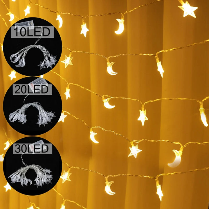 Moon Star Eid Mubarak String Light 2025 Ramadan Decoration For Home