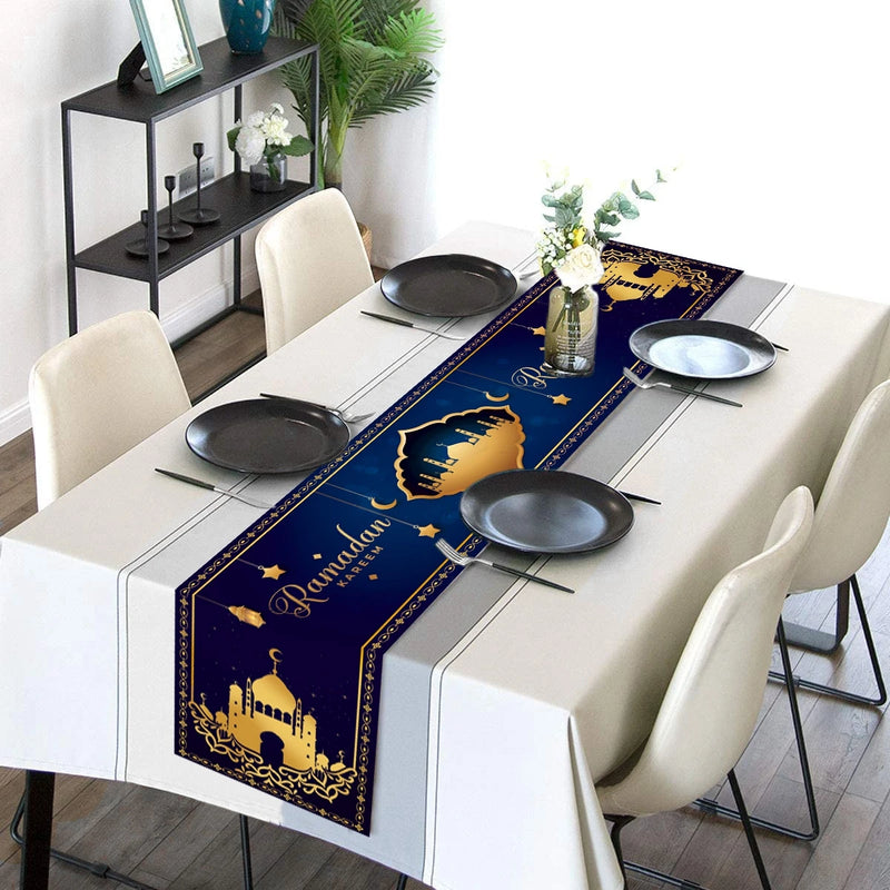 Ramadan Kareem Polyester Table Runner Ramadan Decoration For Home 2025 Islamic Muslim Party Supplies Gift EID Mubarak Al Adha