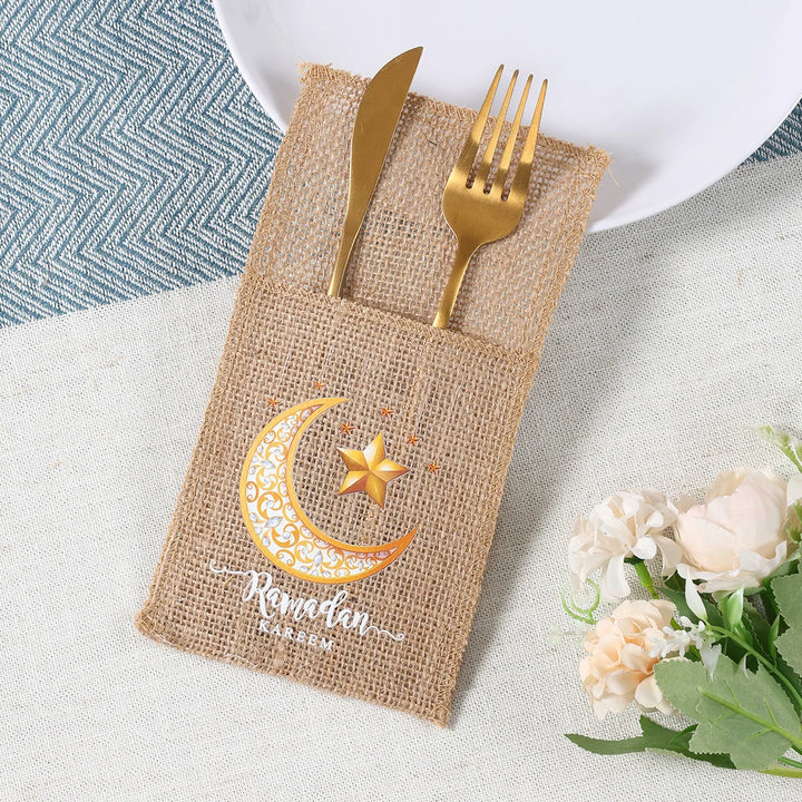 Eid Mubarak Moon Star Knife and Fork Bag