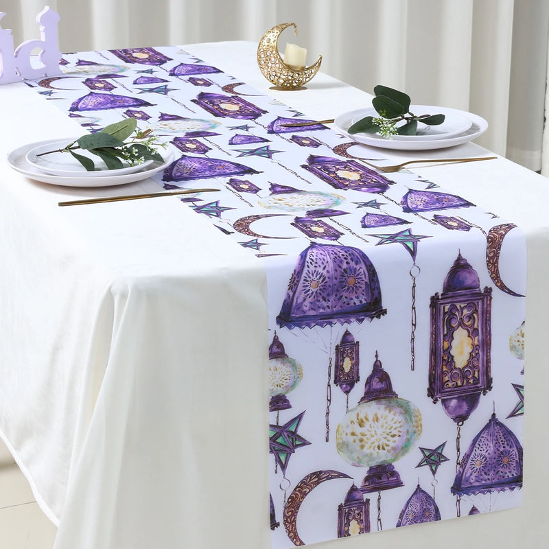 Ramadan Kareem Polyester Table Runner Ramadan Decoration For Home 2025 Islamic Muslim Party Supplies Gift EID Mubarak Al Adha