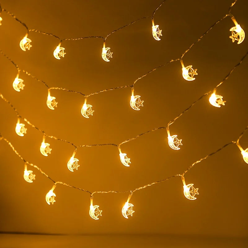 Moon Star Eid Mubarak String Light 2025 Ramadan Decoration For Home