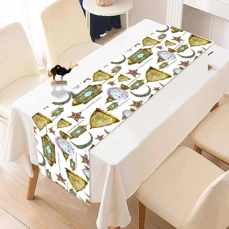 Ramadan Kareem Polyester Table Runner Ramadan Decoration For Home 2025 Islamic Muslim Party Supplies Gift EID Mubarak Al Adha