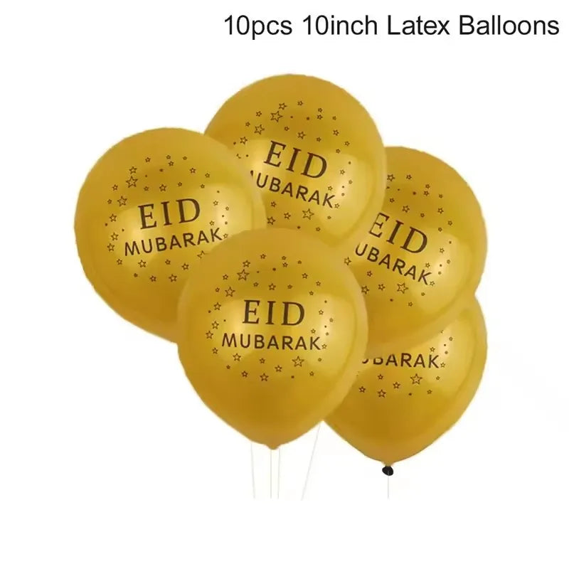 Eid Mubarak Banner Balloon Ramadan Decoration 2025 for Home Ramadan Kareem Banner Islamic Muslim Party Decor Eid Al Adha Gifts