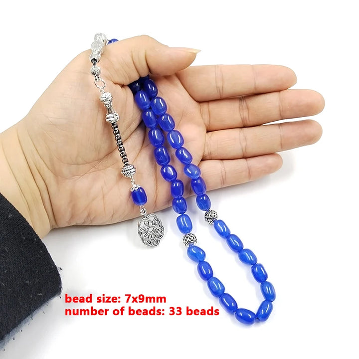 Natural Blue Agates Stone Prayer Beads