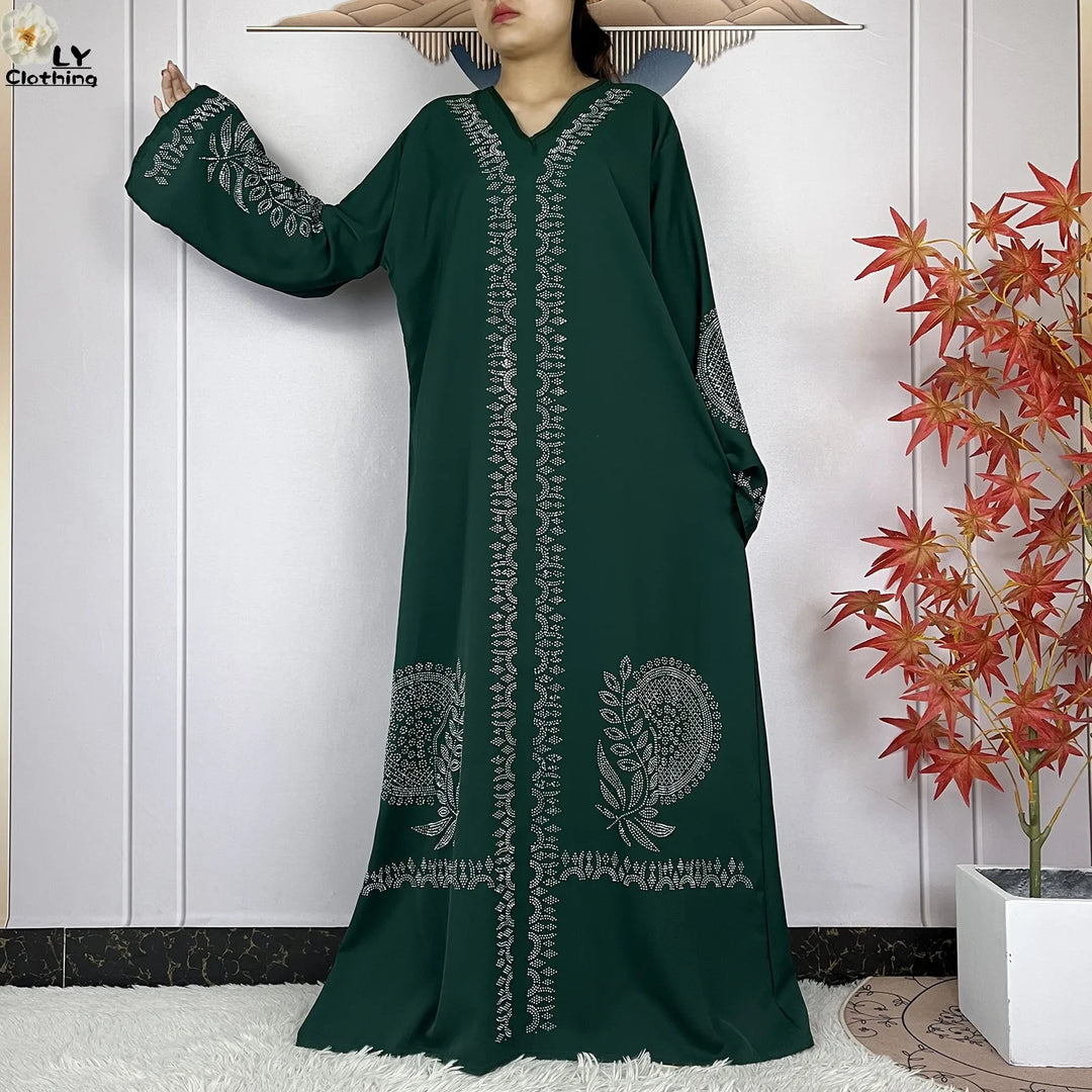 Muslim Women Diamonds Dashiki Abaya