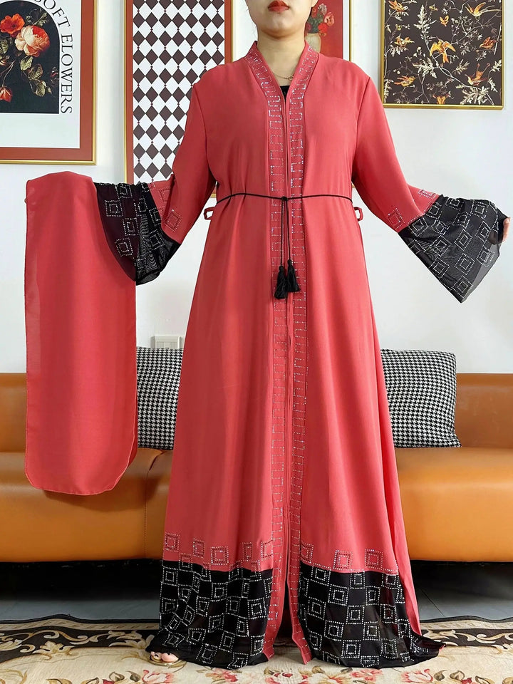 Women Long Sleeve Chiffon Abaya