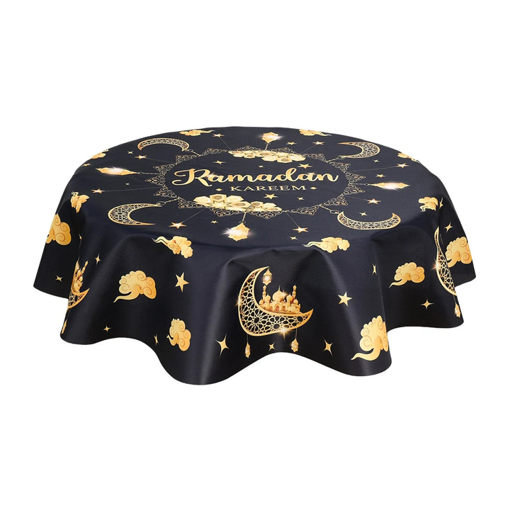 Eid Mubarak Moon Star Round Tablecloth