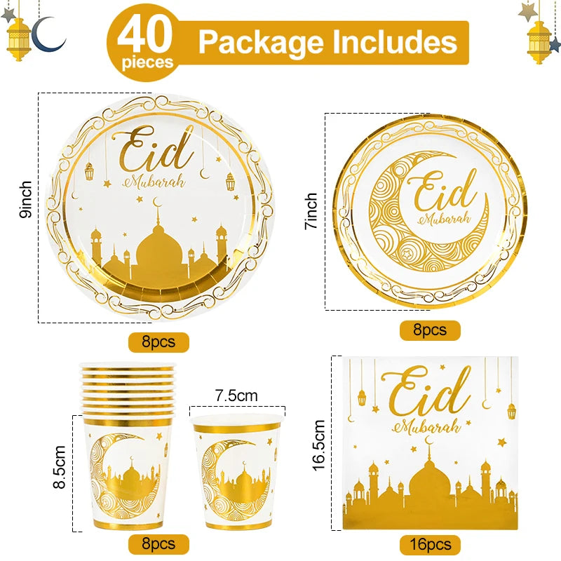 Eid Mubarak Disposable Tableware