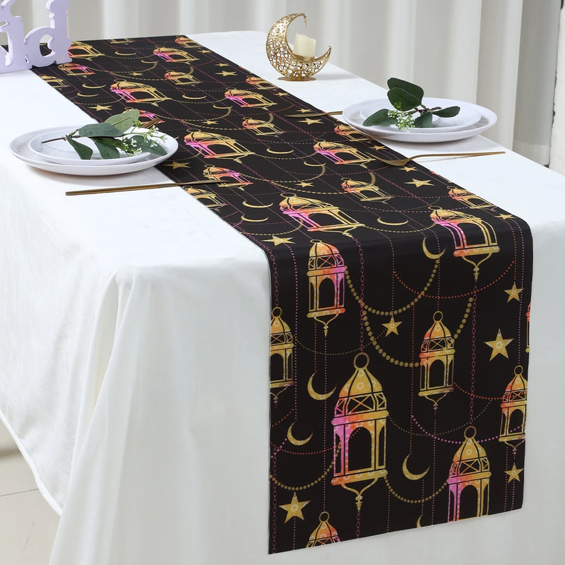 Ramadan Kareem Polyester Table Runner Ramadan Decoration For Home 2025 Islamic Muslim Party Supplies Gift EID Mubarak Al Adha