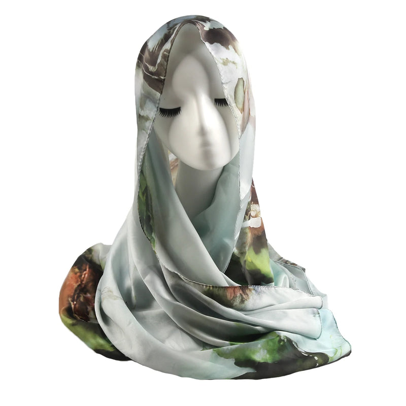 Plain Crinkle Satin Chiffon Hijabs for Women