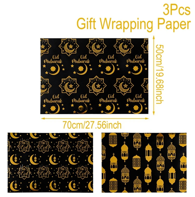 4/8/12pcs Eid Ramadan Mubarak Gift Wrapping Paper