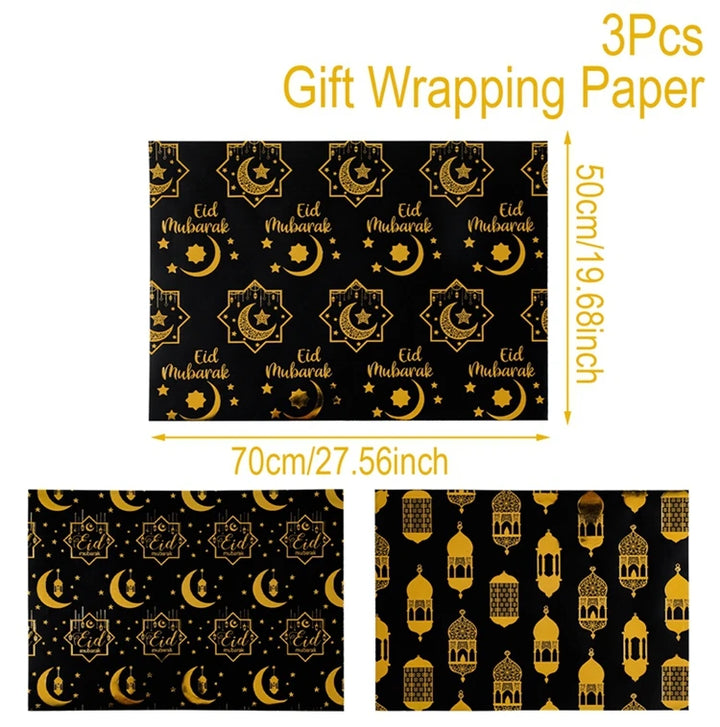 4/8/12pcs Eid Ramadan Mubarak Gift Wrapping Paper