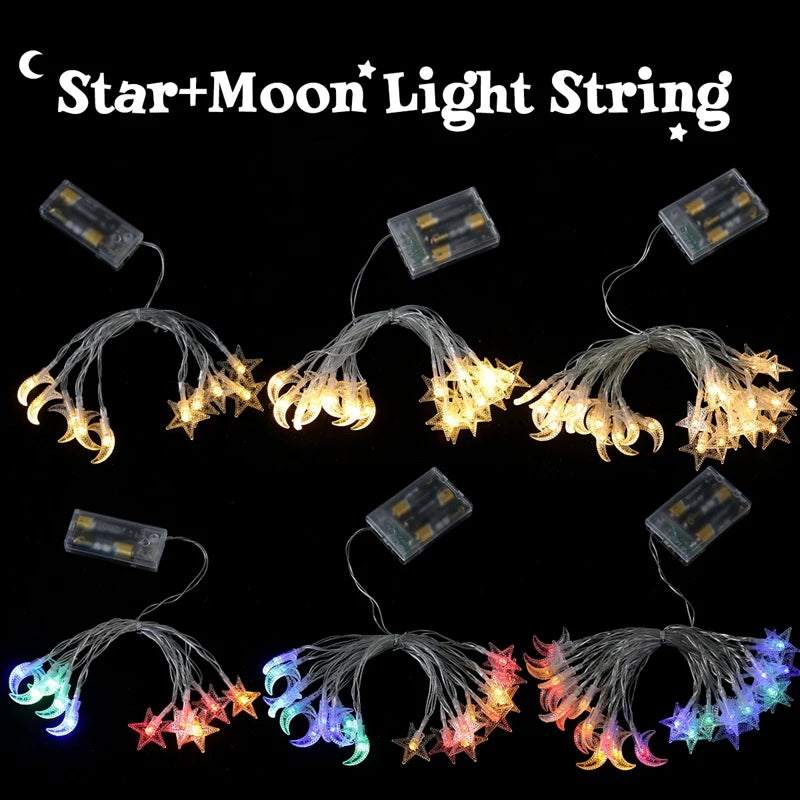 Moon Star Eid Mubarak String Light 2025 Ramadan Decoration For Home