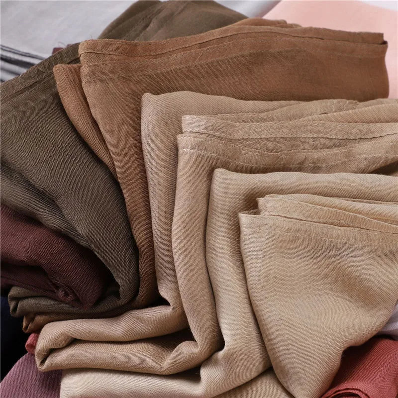 Women Big Size Plain Solid Cotton Rayon Hijab