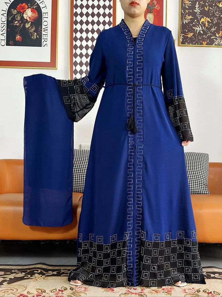 Women Long Sleeve Chiffon Abaya