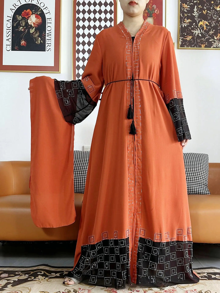 Women Long Sleeve Chiffon Abaya