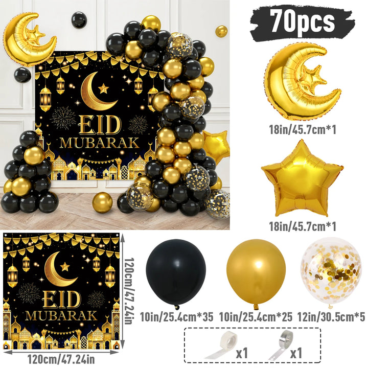 Eid Mubarak Green Gold Balloon