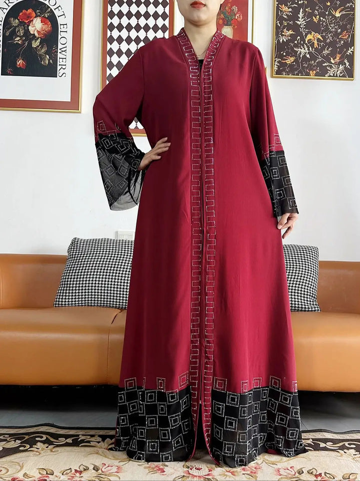 Women Long Sleeve Chiffon Abaya
