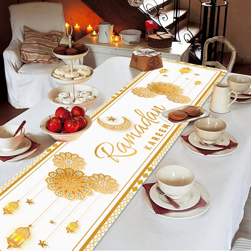 Ramadan Kareem Polyester Table Runner Ramadan Decoration For Home 2025 Islamic Muslim Party Supplies Gift EID Mubarak Al Adha