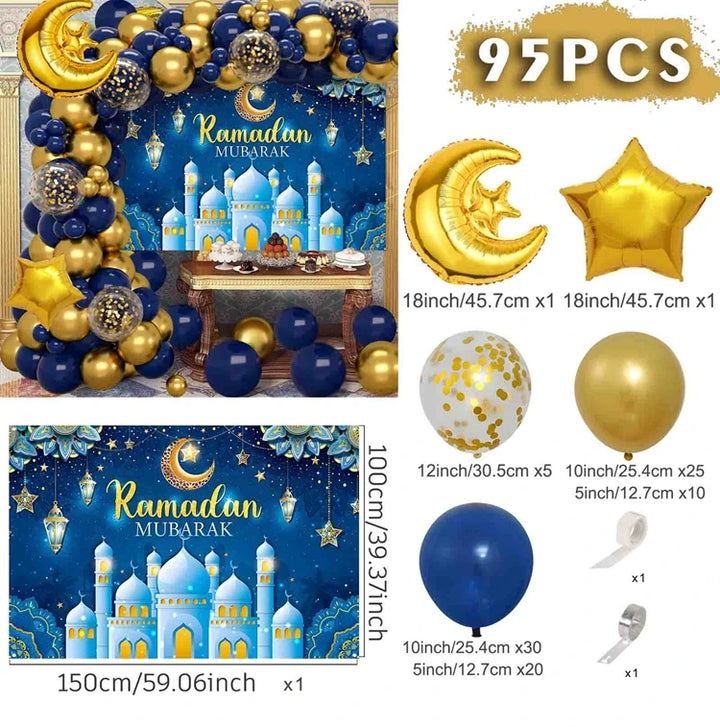 Eid Mubarak Green Gold Balloon