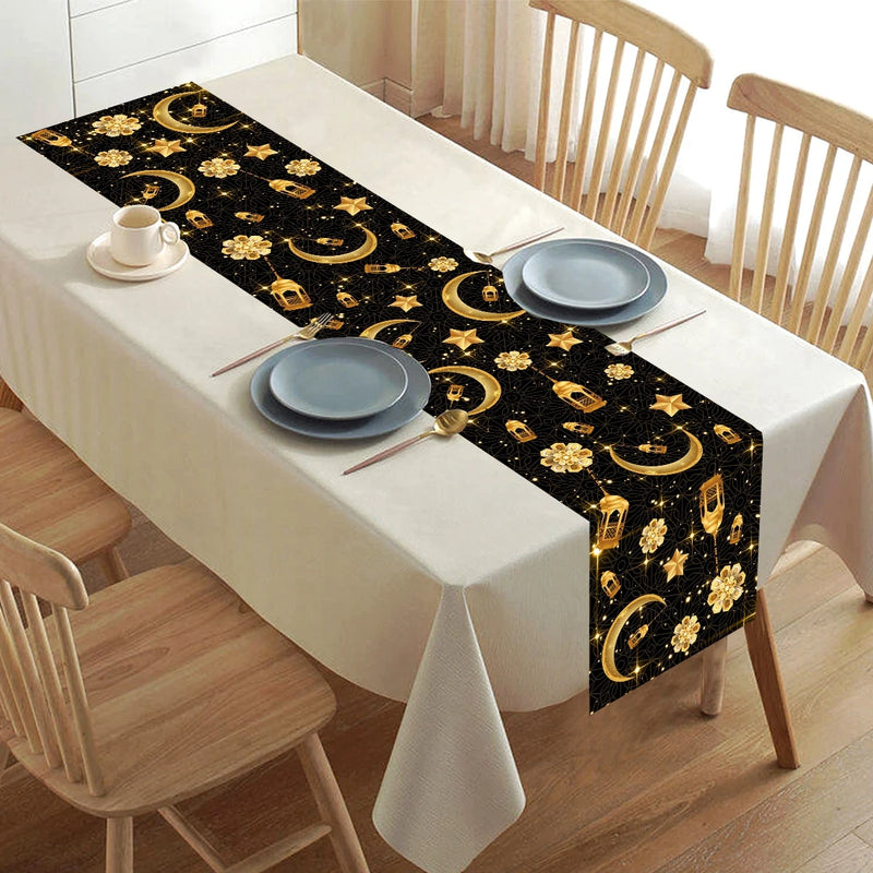 Ramadan Kareem Polyester Table Runner Ramadan Decoration For Home 2025 Islamic Muslim Party Supplies Gift EID Mubarak Al Adha