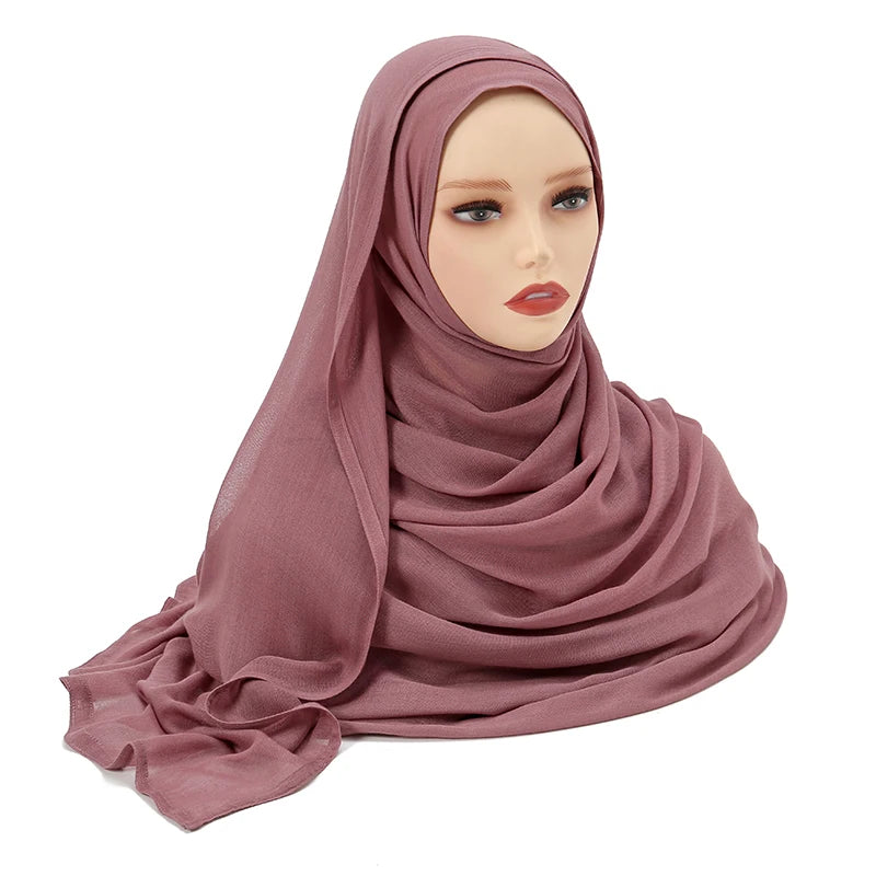 Muslim Modal Hijab Rayon Cotton Shawls For Women Plain Scarf Big Size Headscarf Islamic Turban Headband 190*85cm