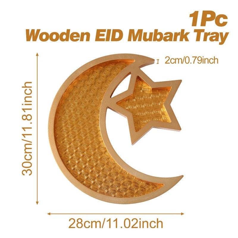 Wooden Pendant EID Mubarak 2025 Ramadan Decoration for Home