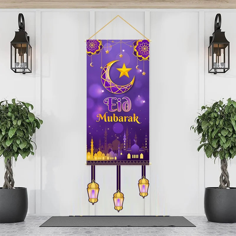 Eid Mubarak Decoration 2025 Hanging Flag Ramadan For Home Door Islamic Muslim Party Decor Ramadan Kareem Banner Eid Al-Fitr Gift