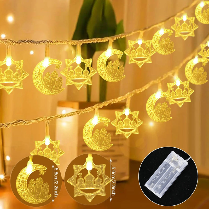 Moon Star Eid Mubarak String Light 2025 Ramadan Decoration For Home