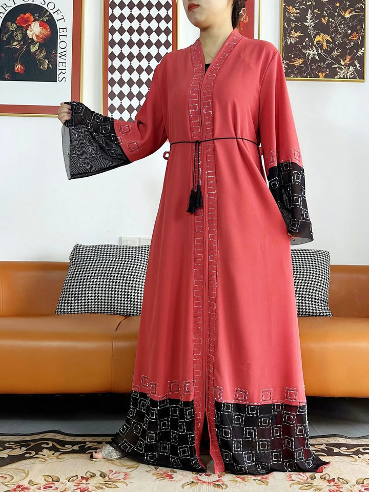 Women Long Sleeve Chiffon Abaya