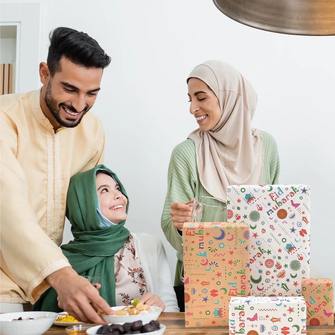 4/8/12pcs Eid Ramadan Mubarak Gift Wrapping Paper