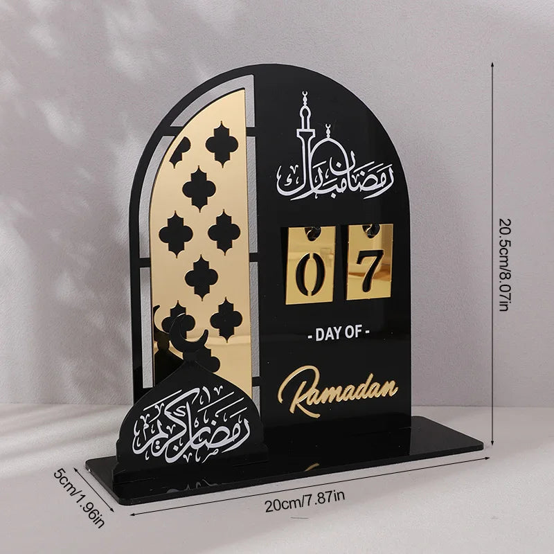 Acrylic Ramadan Countdown Calendar Gifts Day of Ramadan Calendar with Replacing Number 2025 Eid Mubarak Home Decoration Ornament