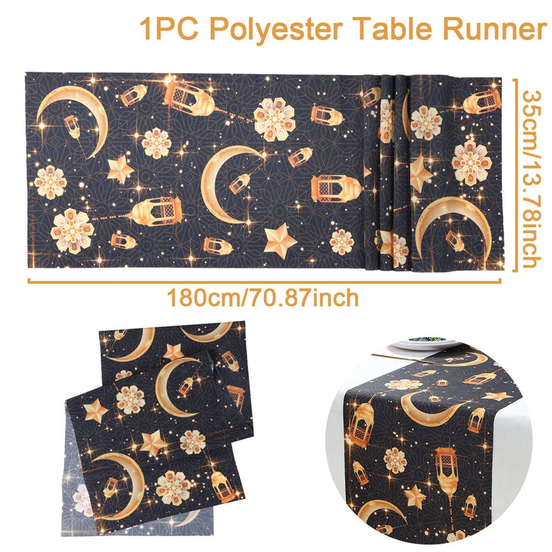 Ramadan Kareem Polyester Table Runner Ramadan Decoration For Home 2025 Islamic Muslim Party Supplies Gift EID Mubarak Al Adha