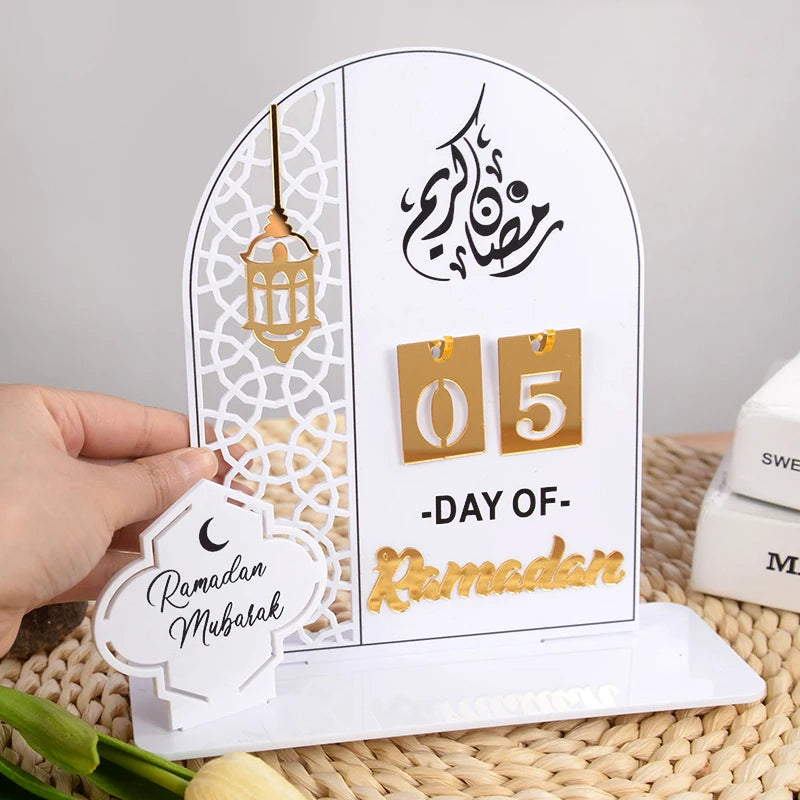 Acrylic Ramadan Countdown Calendar Gifts Day of Ramadan Calendar with Replacing Number 2025 Eid Mubarak Home Decoration Ornament