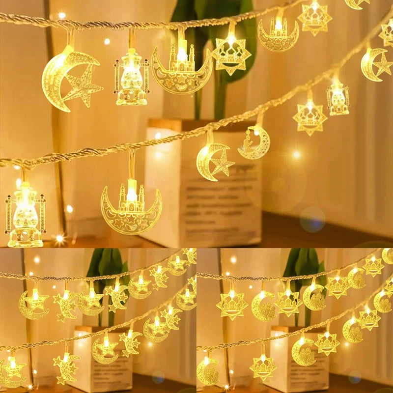 Moon Star Eid Mubarak String Light 2025 Ramadan Decoration For Home