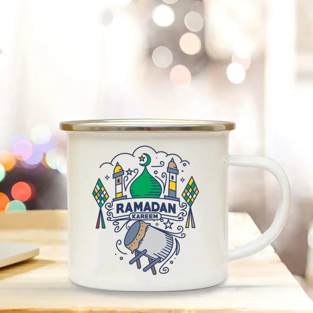 Muslim White Enamel Coffee and Tea Mug