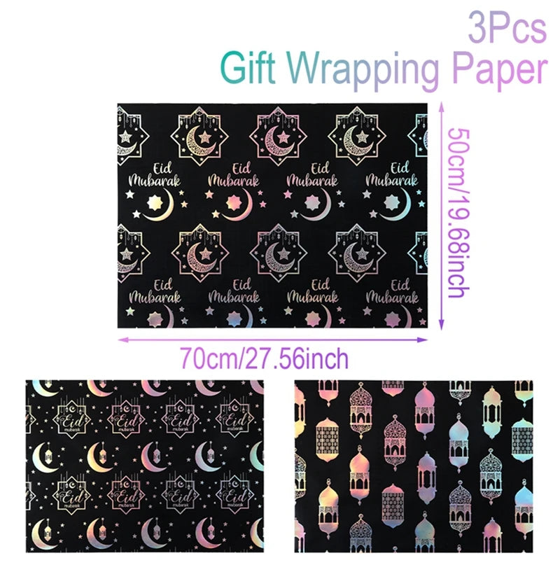 4/8/12pcs Eid Ramadan Mubarak Gift Wrapping Paper