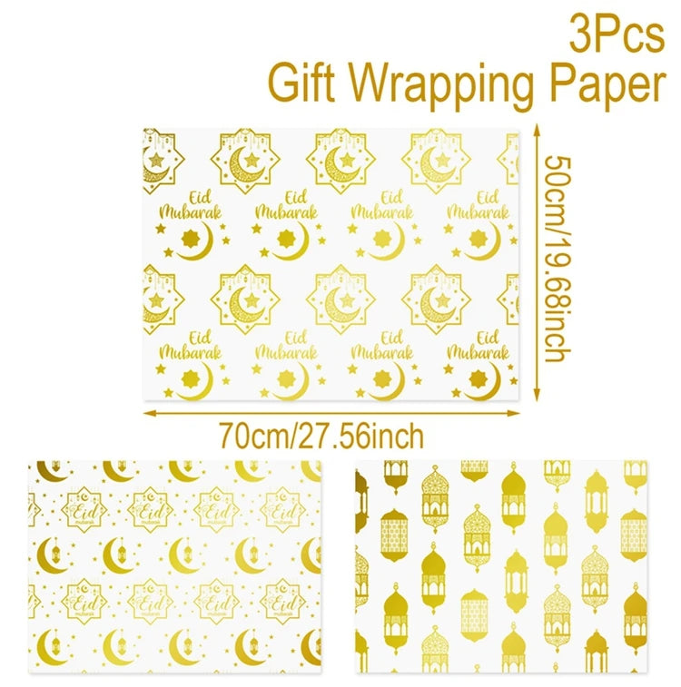 4/8/12pcs Eid Ramadan Mubarak Gift Wrapping Paper