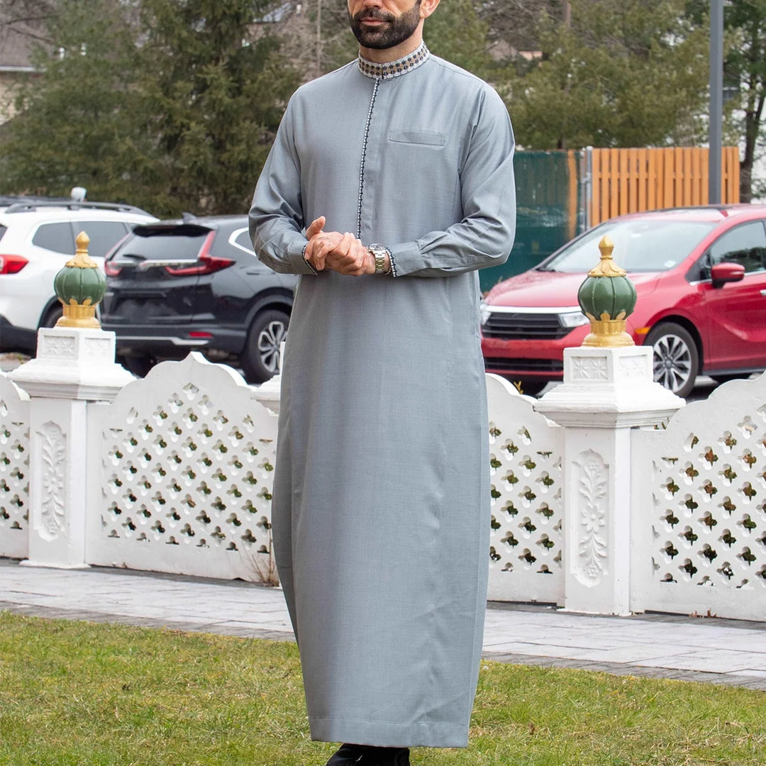 Islamic Muslim men's long sleeved casual robe