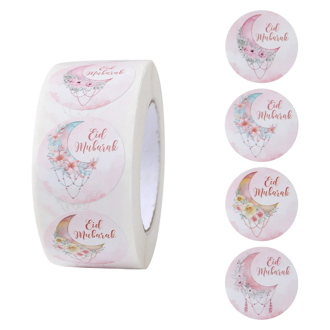 500pcs EID Mubarak Round Stickers Ramadan Kareem Decoration 2025 Islamic Muslim Party Supplies Eid Al Adha Gift Label stickers
