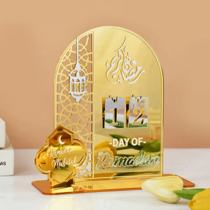 Acrylic Ramadan Countdown Calendar Gifts Day of Ramadan Calendar with Replacing Number 2025 Eid Mubarak Home Decoration Ornament