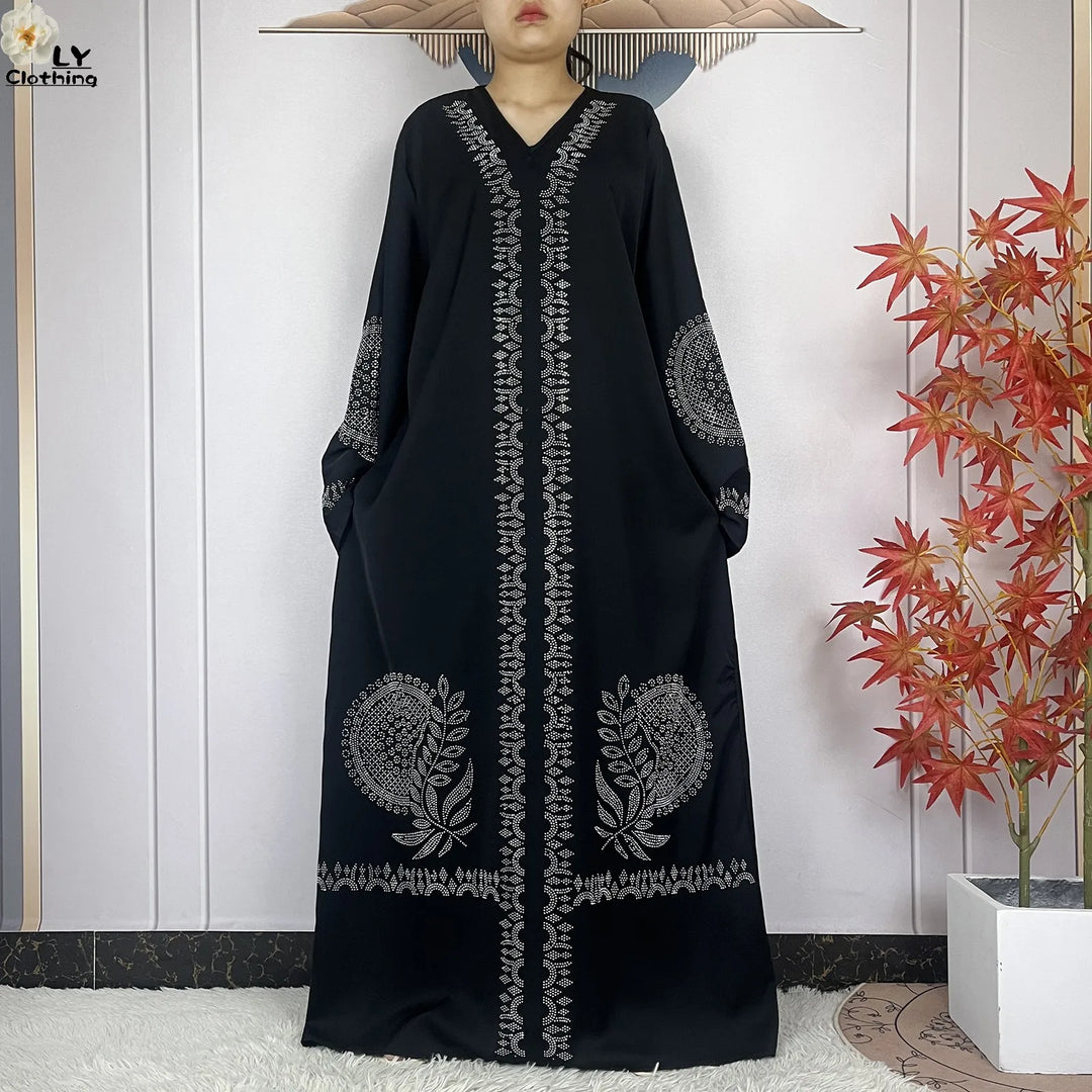 Muslim Women Diamonds Dashiki Abaya