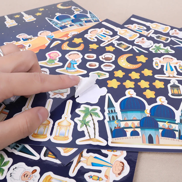 12pcs Eid Mubarak DIY Stickers for Kids