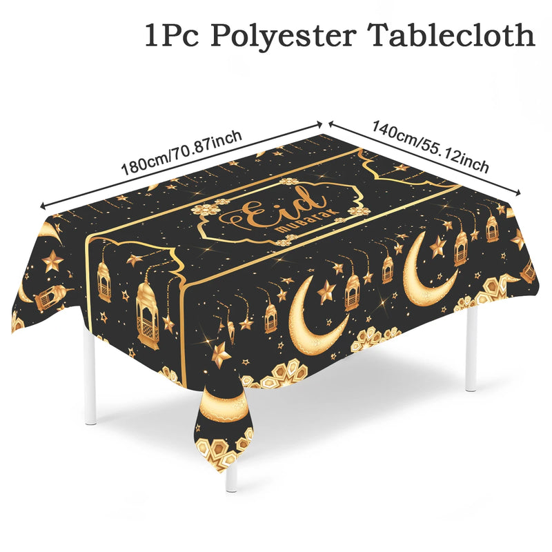 Eid Mubarak Star Moon Tablecloth Ramadan Kareem Decor for Home 2025