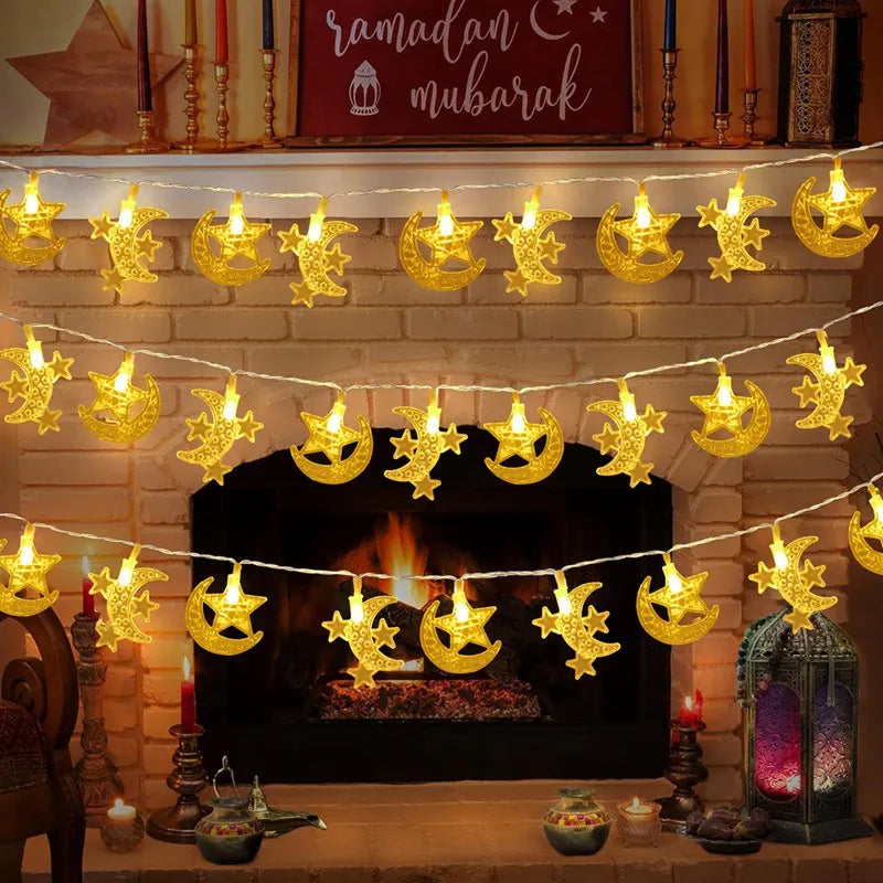 Moon Star Eid Mubarak String Light 2025 Ramadan Decoration For Home